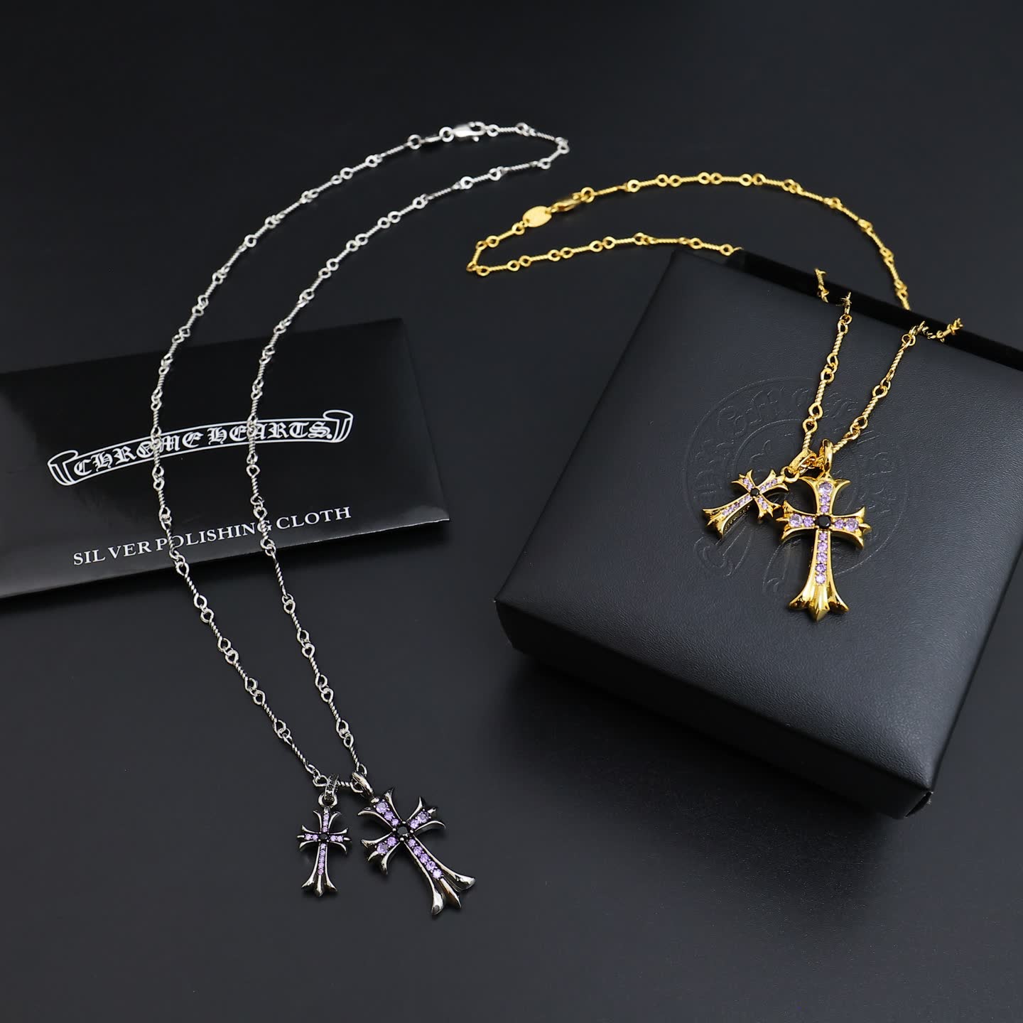 Chrome Hearts Silver and Gold Cross Pendant Necklace